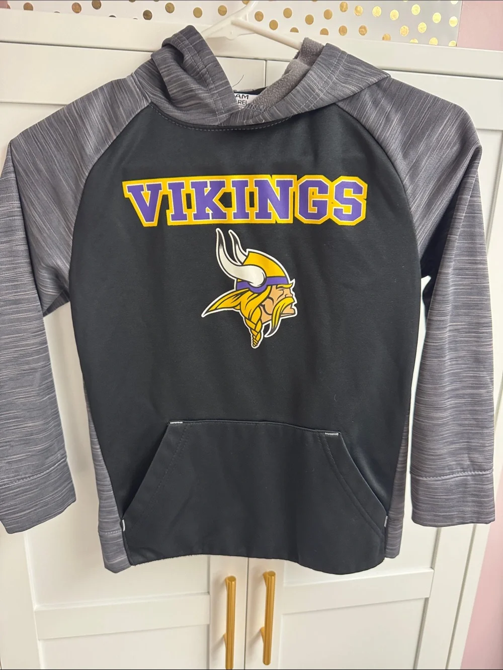 NFL Kids Vikings Hooded Sweatshirt - Black, Gray, Purple & Gold